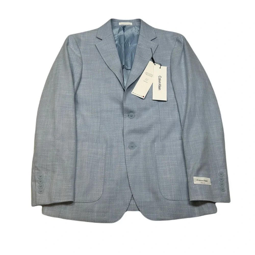 Calvin Klein Slim Fit Sport Coat Mens 38R 38 Light Blue Modern Fit Stretch $295